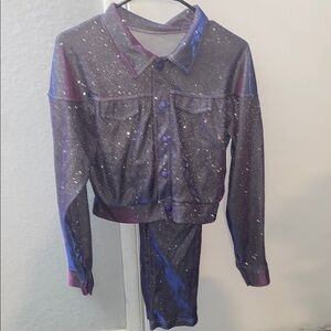 Sparkly Purple and Blue Jacket and Pants Set